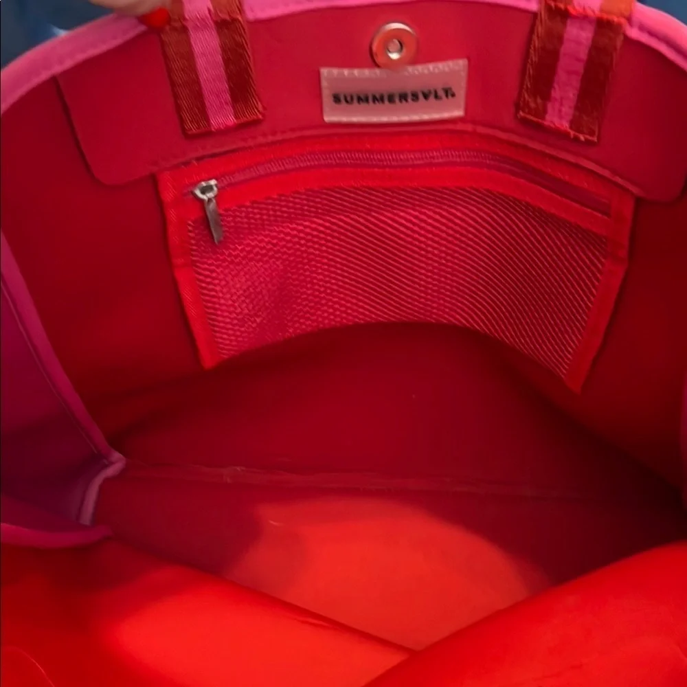 Summersalt Pink and Red Tote Bag with Minimalist Design